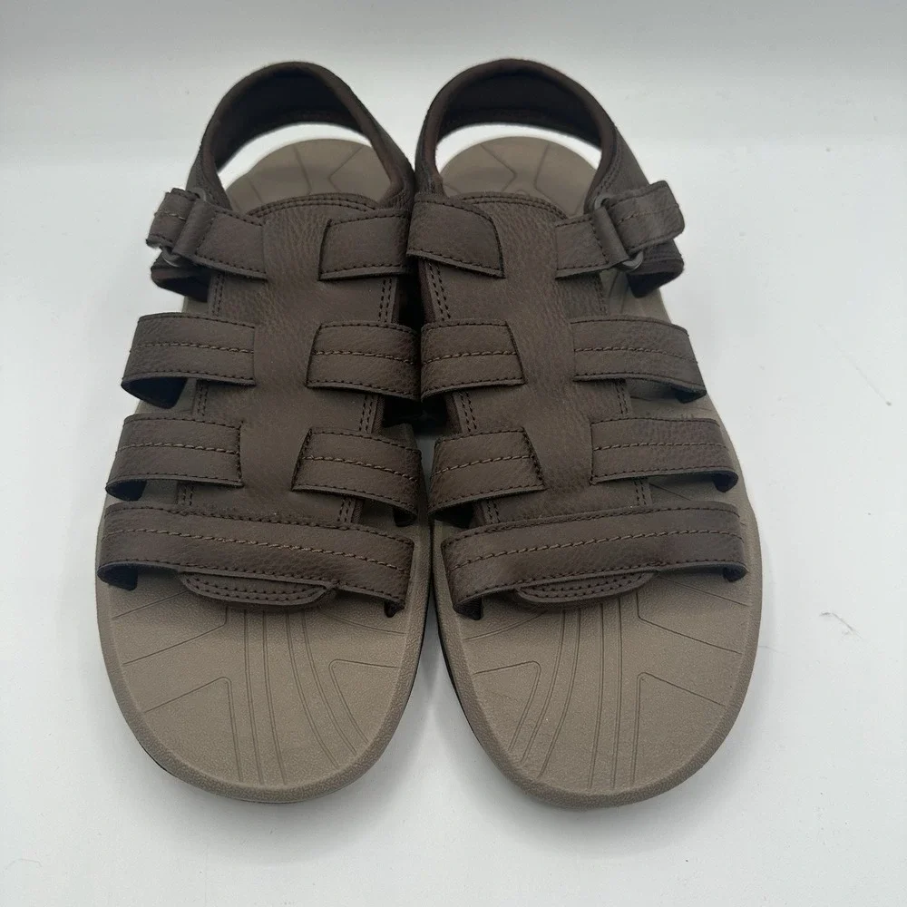Rockport Byron Fisherman Sandals Mens‎ Sz 9 M Java Brown Adjustable Strap Shoes